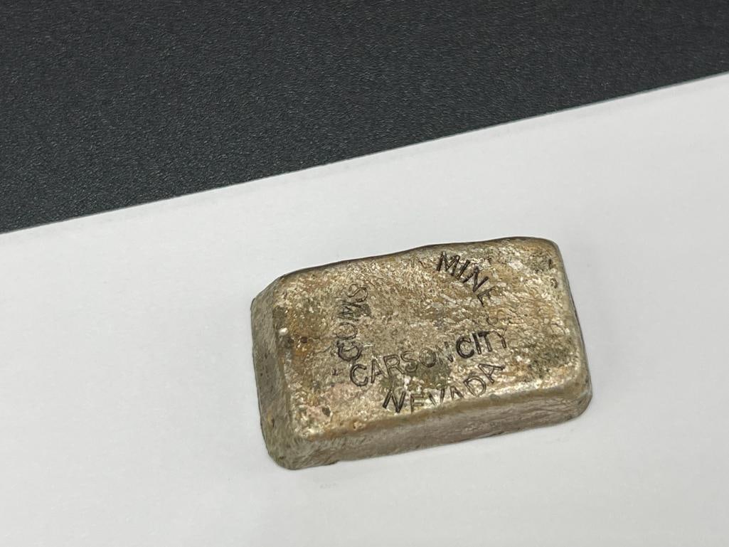 ANTIQUE W.H. FOSTER MID 1800'S COMSTOCK MINE CARSON CITY, NEVADA ONE TROY OUNCE SILVER BAR - 3