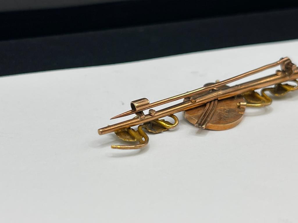ANTIQUE LATE 1800'S 14K YELLOW GOLD FIGURAL ARTIST PALETTE BROOCH FEATURING GOLD AND QUARTZ SPECI... - 6