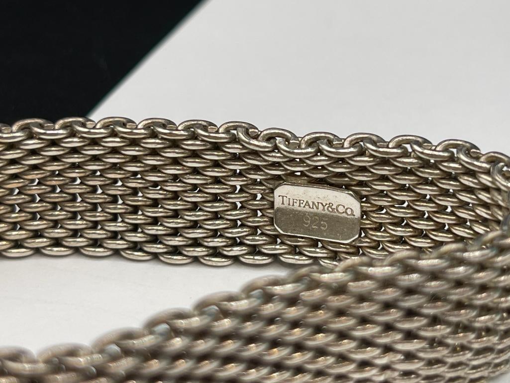 TIFFANY & CO. DESIGNER SIGNED STERLING SILVER MESH BRACELET AND RING - 5