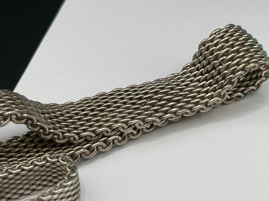 TIFFANY & CO. DESIGNER SIGNED STERLING SILVER MESH BRACELET AND RING - 6