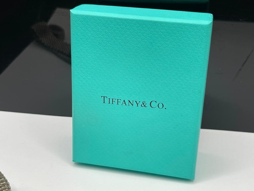 TIFFANY & CO. DESIGNER SIGNED STERLING SILVER MESH BRACELET AND RING - 7