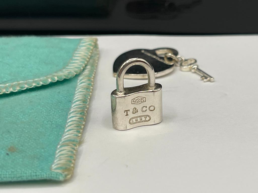 TIFFANY & CO. DESIGNER SIGNED STERLING SILVER CHARMS INCLUDING HEART WITH KEY AND LOCK - 5