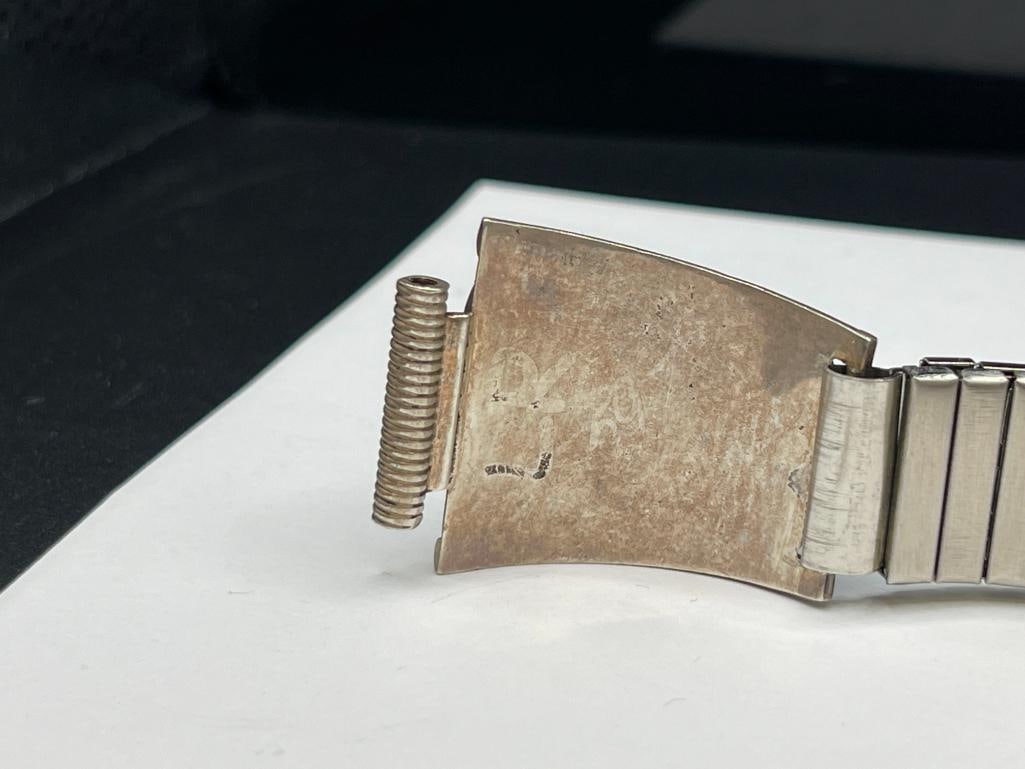 VINTAGE NAVAJO STERLING SILVER INALID TURQUOISE HORSESHOE WATCH TIPS WITH CZ ACCENTS - 6