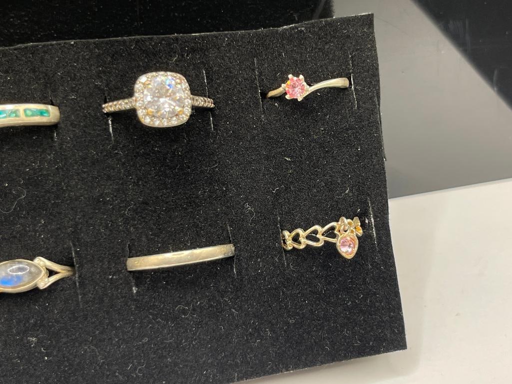 10 ASSORTED RINGS INCLUDING NINE STERLING SILVER AND ONE 18K GOLD PLATED - 4