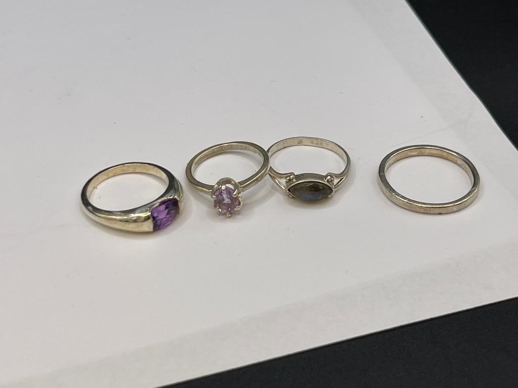 10 ASSORTED RINGS INCLUDING NINE STERLING SILVER AND ONE 18K GOLD PLATED - 5