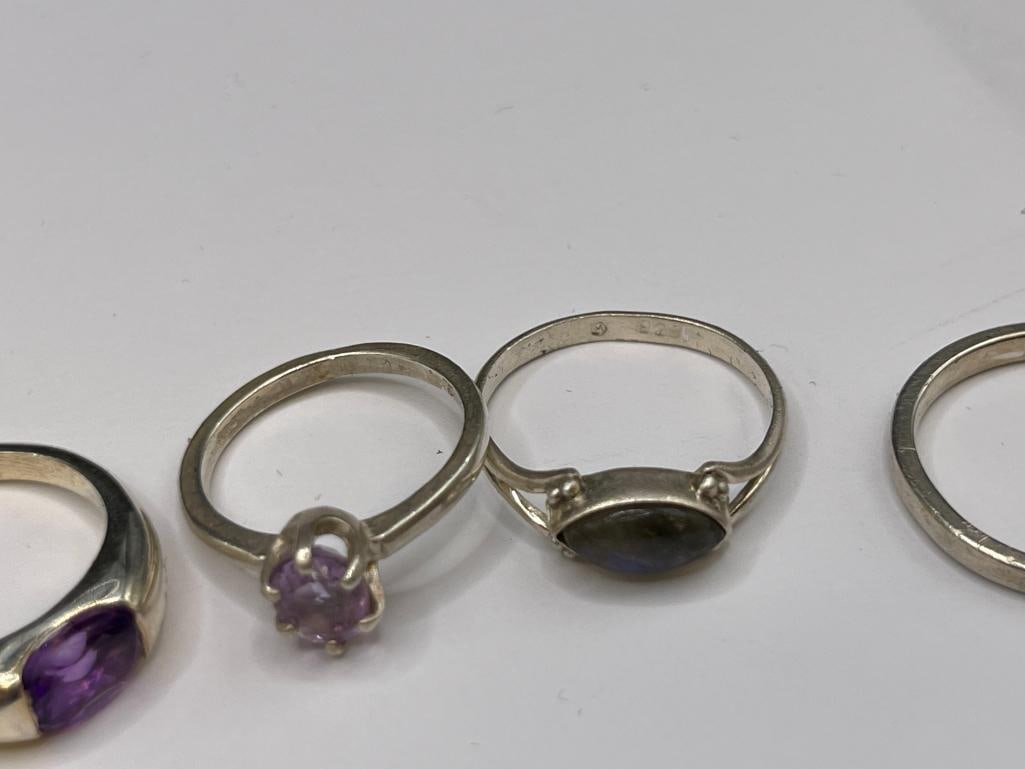 10 ASSORTED RINGS INCLUDING NINE STERLING SILVER AND ONE 18K GOLD PLATED - 6