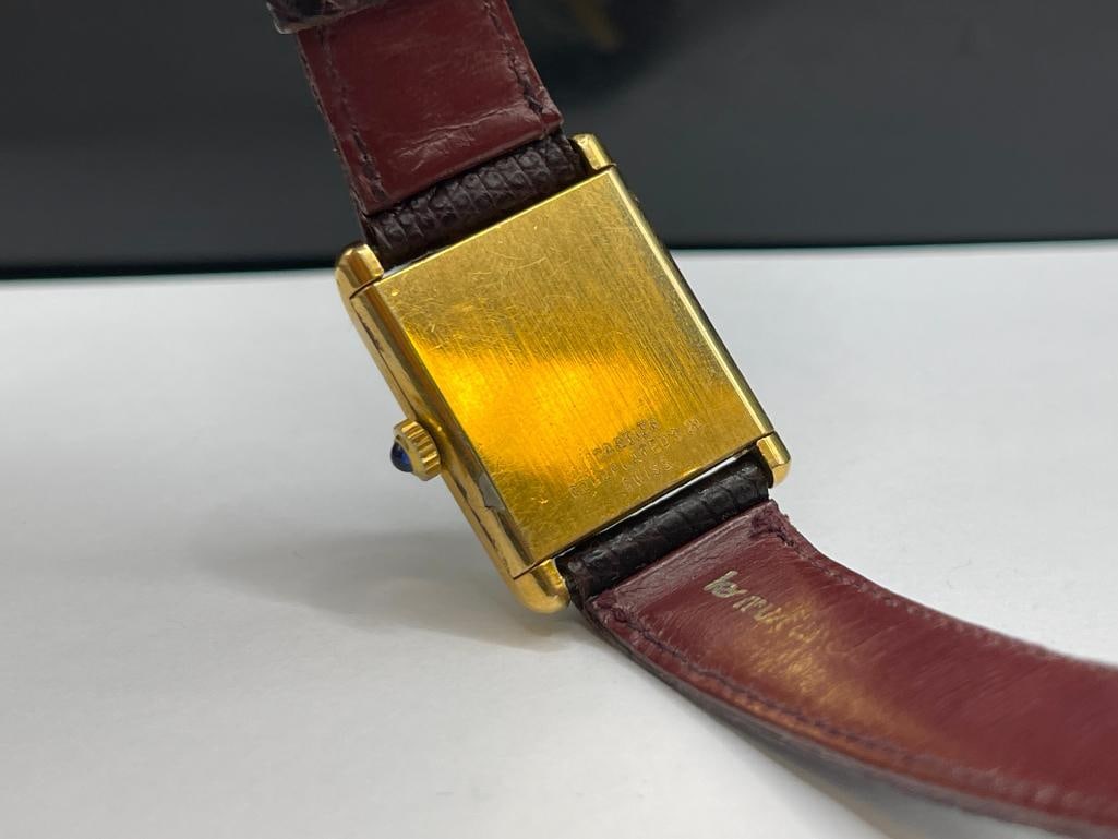 VINTAGE CARTIER 17 JEWELS UNADJUSTED TANK WRISTWATCH FEATURING GOLD PLATED CASE - 5