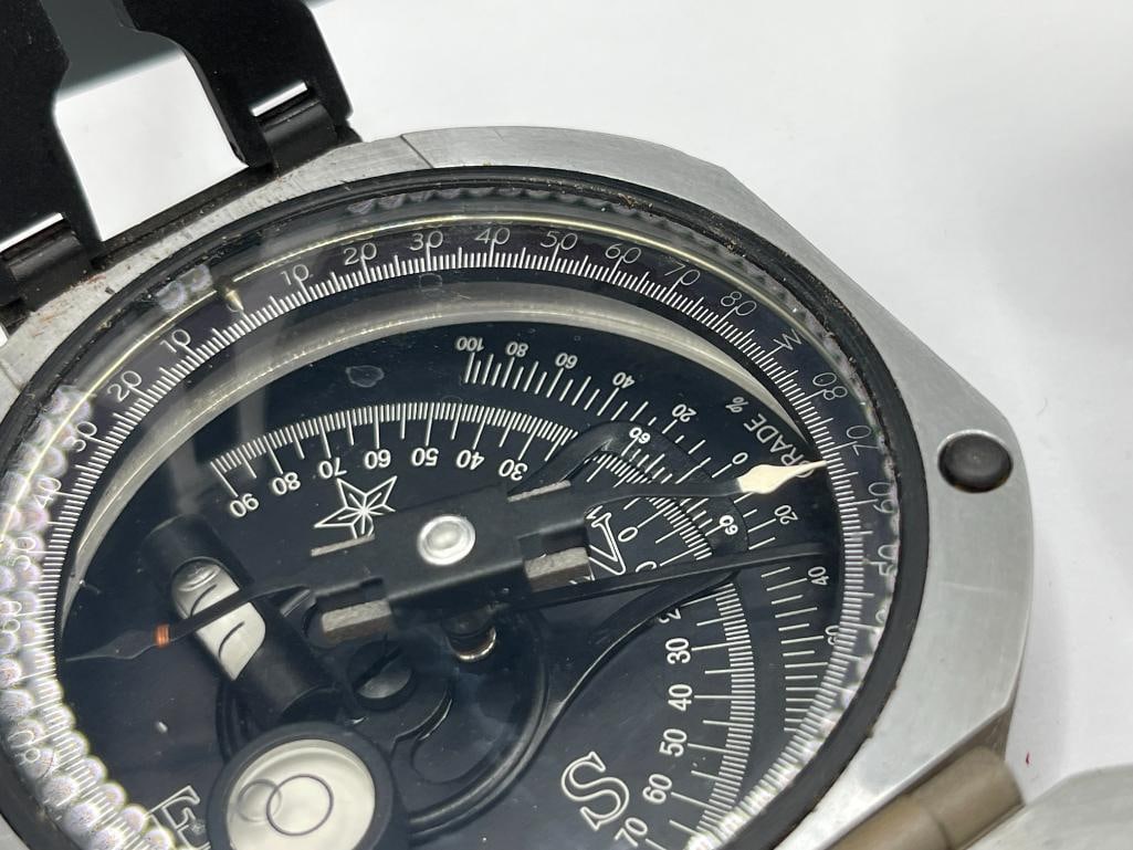 D.W. BRUNTONS STANDARD POCKET TRANSIT COMPASS AND LEATHER CASE - 4