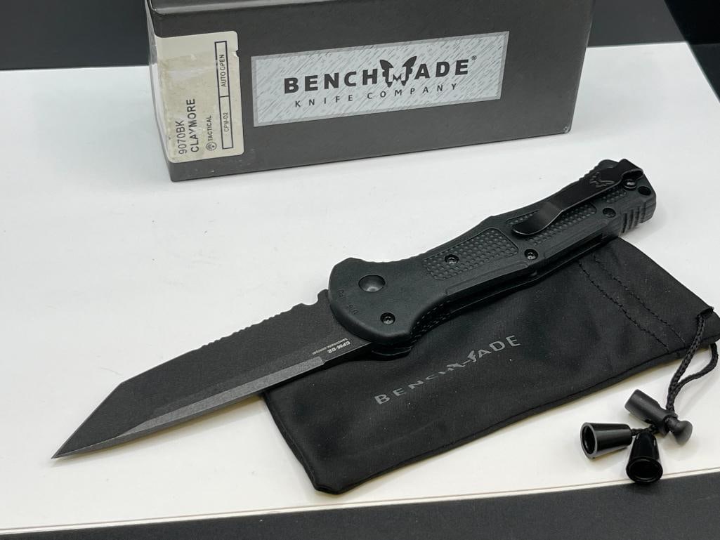 BENCHMADE 9070BK CLAYMORE AUTOMATIC FOLDING KNIFE WITH ORIGINAL BOX AND DRAWSTRING POUCH - 6