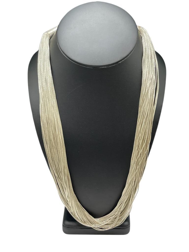 VINTAGE SOUTHWESTERN JEWELRY COMPANY HALLMARKED STERLING SILVER LIQUID SILVER MULTI-STRAND NECKLACE: FEATURING SEVERAL STRANDS 23", 115.46 GRAMS