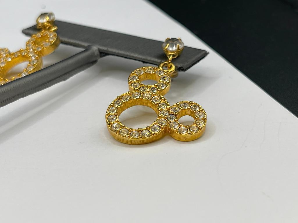 DISNEY MICKEY MOUSE LORUS QUARTZ WRISTWATCH AND GOLD TONE RHINESTONE DISNEY MICKEY MOUSE EARRINGS - 7