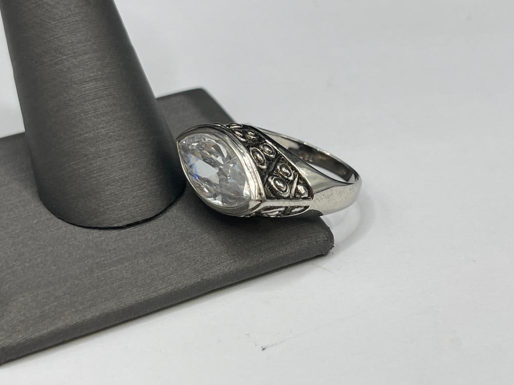 STERLING SILVER MARQUISE CUT CZ FASHION RING - 3