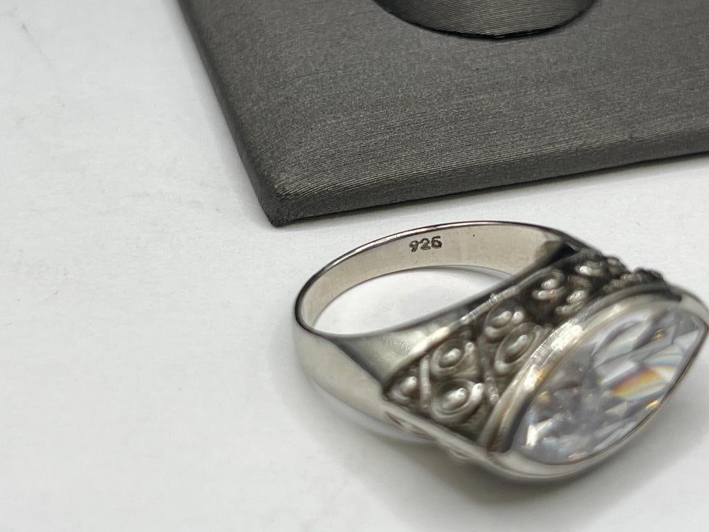 STERLING SILVER MARQUISE CUT CZ FASHION RING - 5