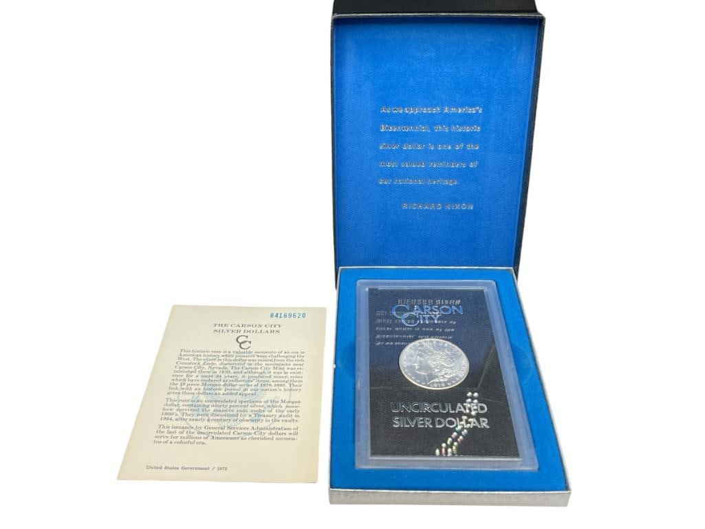 1878-CC UNCIRCULATED U.S. MORGAN SILVER DOLLAR IN GSA HOARD BLACK AND BLUE CASE (1 of 12)