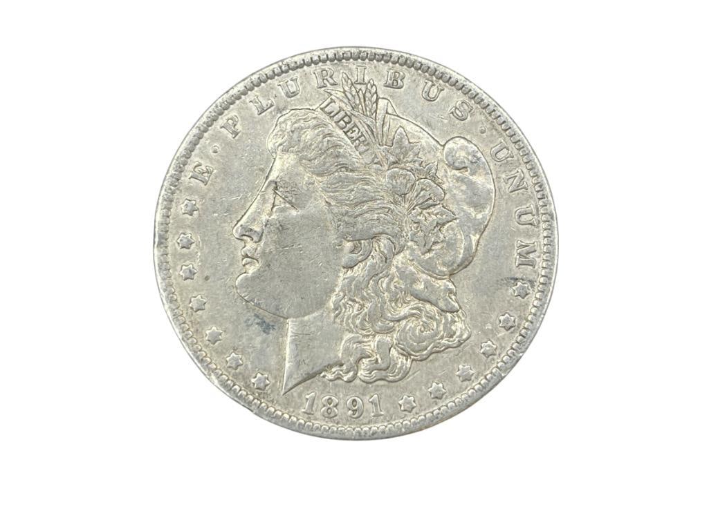 1891-O U.S. MORGAN SILVER DOLLAR: 90% SILVER