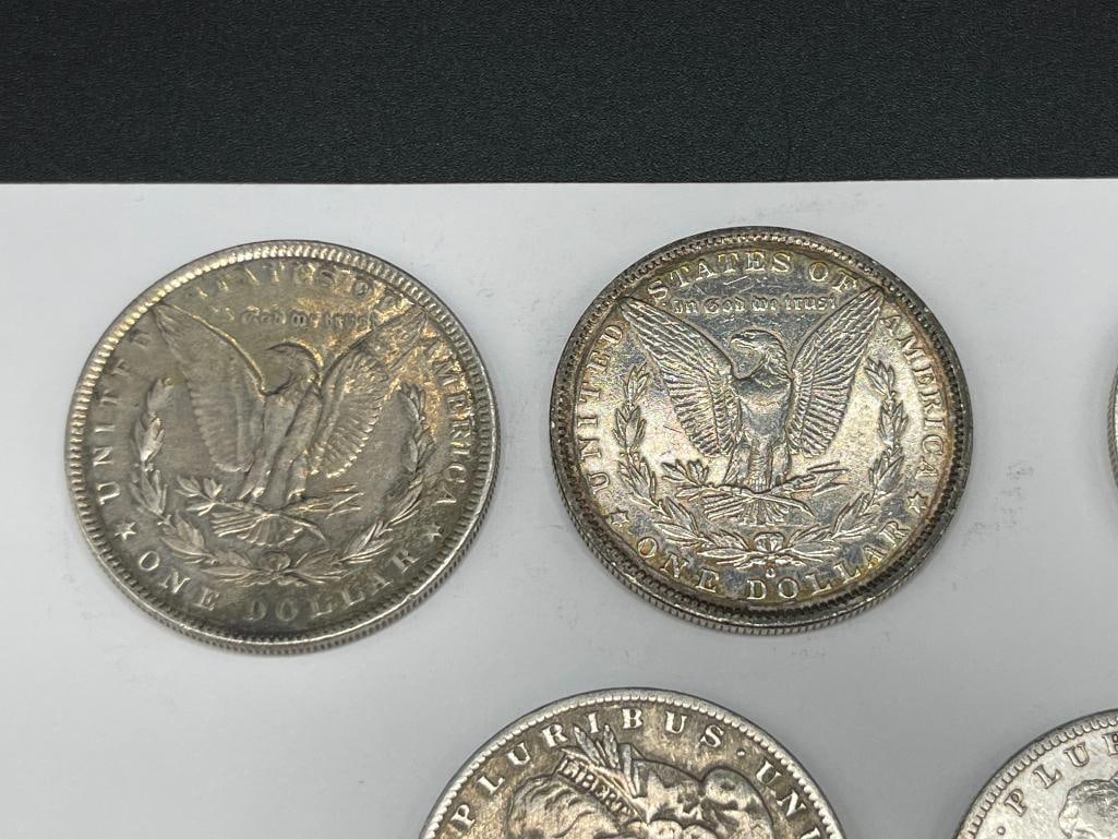 FIVE U.S. MORGAN SILVER DOLLARS FEATURING VARIOUS DATES AND MINT MARKS - 3