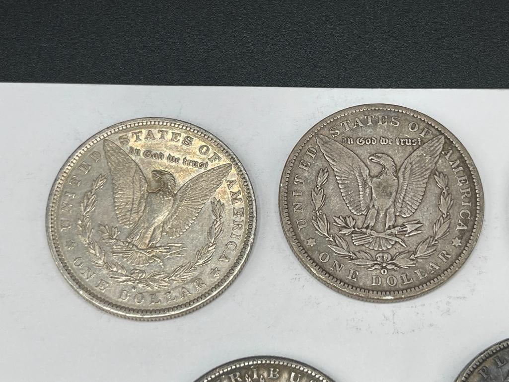 FIVE U.S. MORGAN SILVER DOLLARS FEATURING VARIOUS DATES AND MINT MARKS - 3