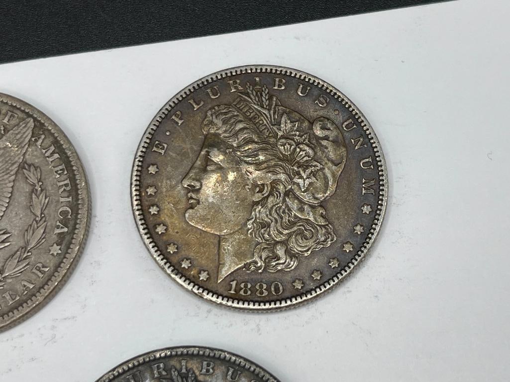 FIVE U.S. MORGAN SILVER DOLLARS FEATURING VARIOUS DATES AND MINT MARKS - 4