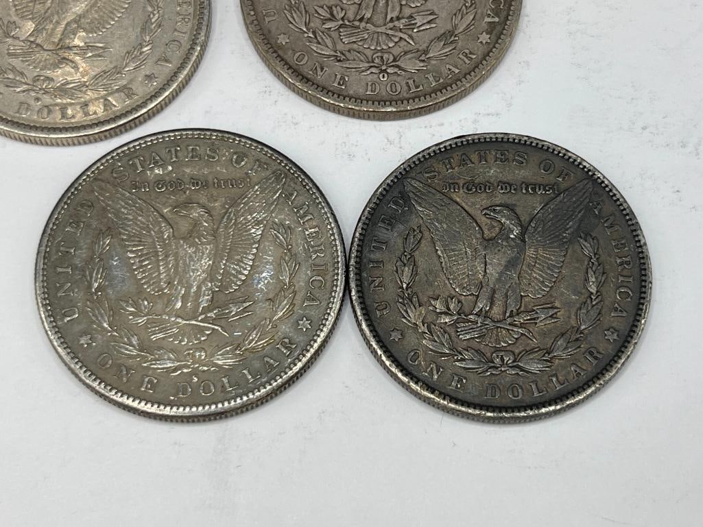 FIVE U.S. MORGAN SILVER DOLLARS FEATURING VARIOUS DATES AND MINT MARKS - 7