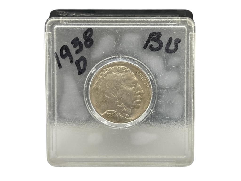 1938-D U.S. BUFFALO NICKEL BU: RARE DATE 
