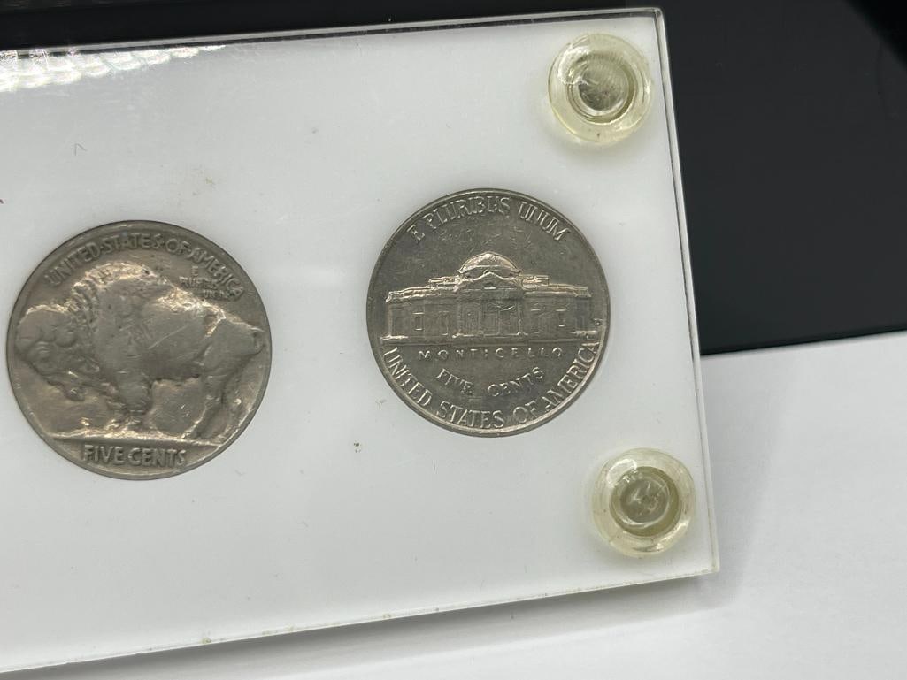 U.S. TYPE NICKELS SET INCLUDING 1854 HALF DIME, 1867 SHIELD NICKEL, 1912 LIBERTY "V" NICKEL, ETC. - 9