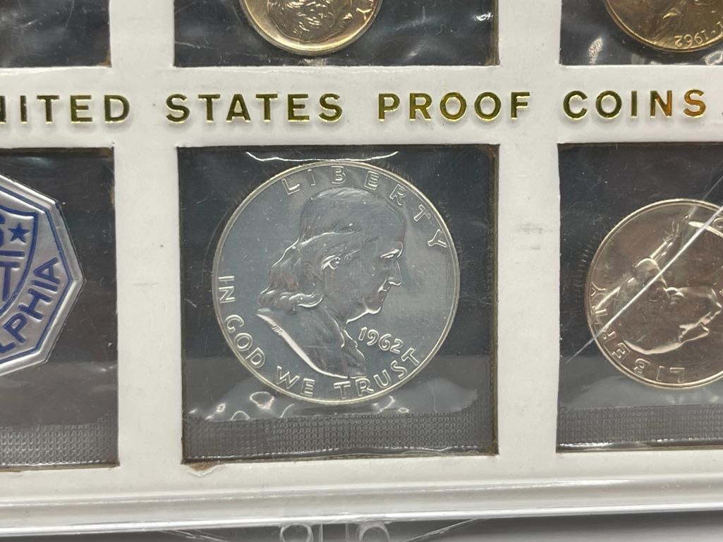 1962 U.S. MINT PROOF SET FEATURING THREE 90% SILVER COINS - 2