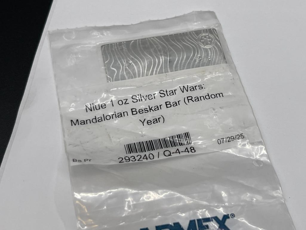 APMEX ISSUED 2022 NIUE STAR WARS MANDALORIAN BESKAR .999 FINE SILVER $2 BAR - 3