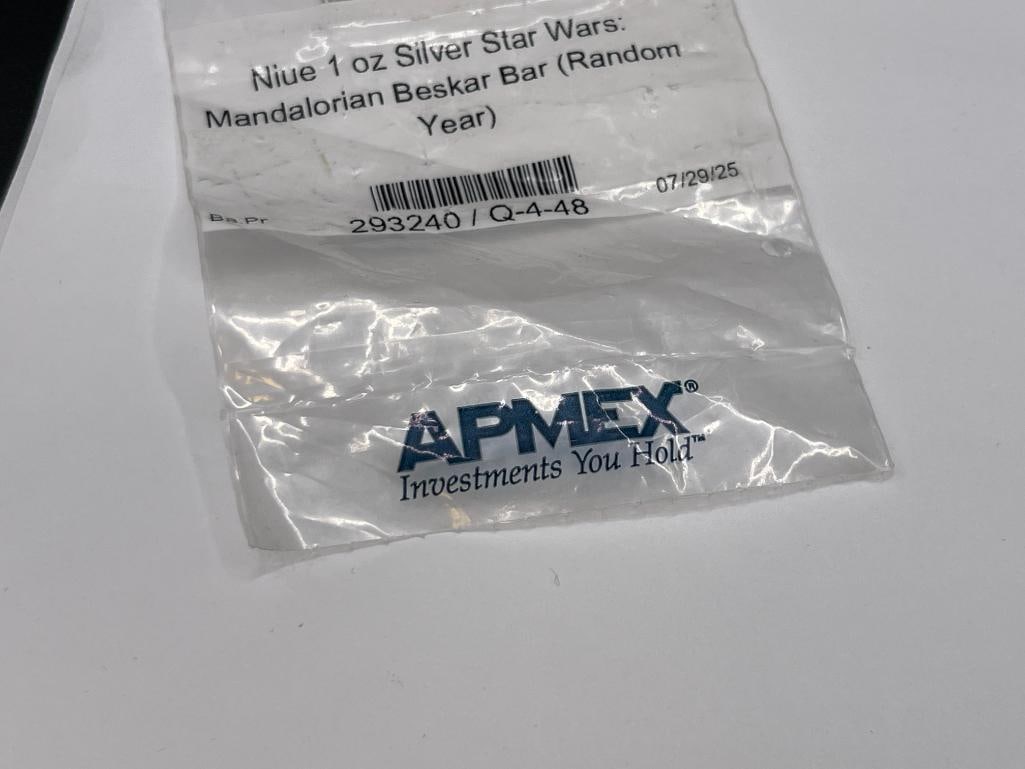 APMEX ISSUED 2022 NIUE STAR WARS MANDALORIAN BESKAR .999 FINE SILVER $2 BAR - 4