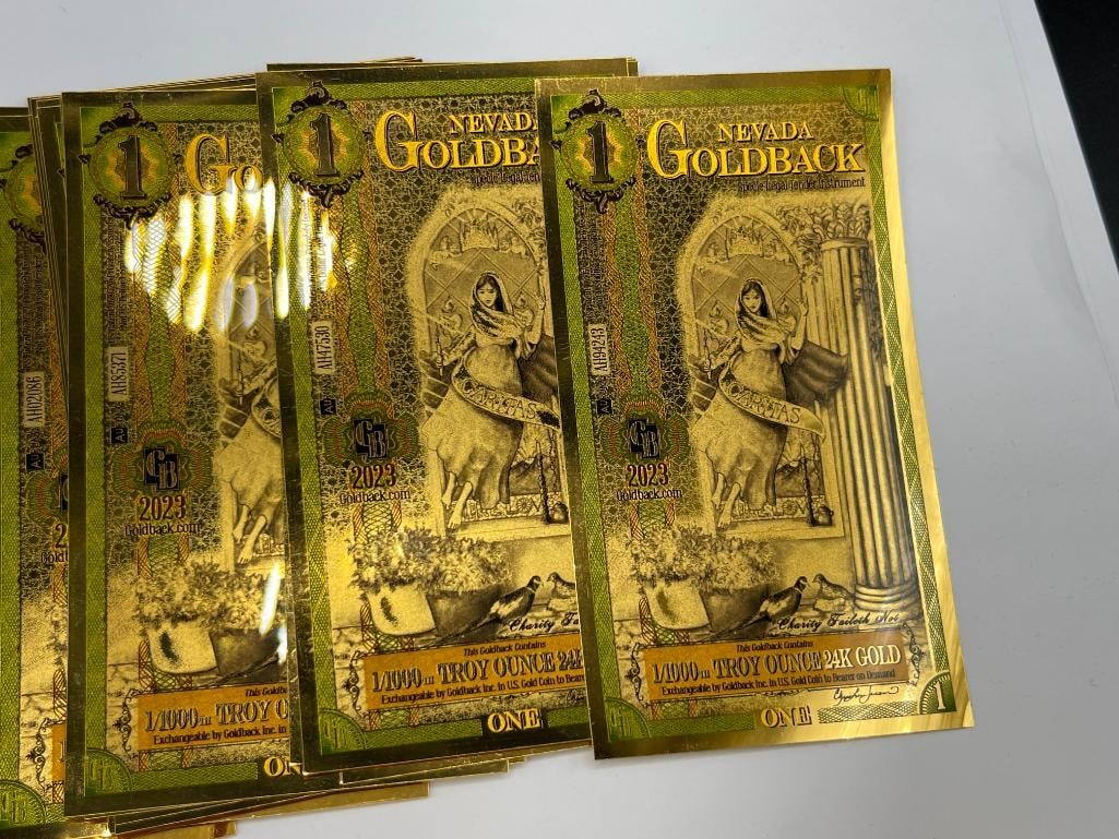 20 NEVADA 2023 GOLDBACK AURUM 24K GOLD NOTE 1/1000TH OUNCE - 2