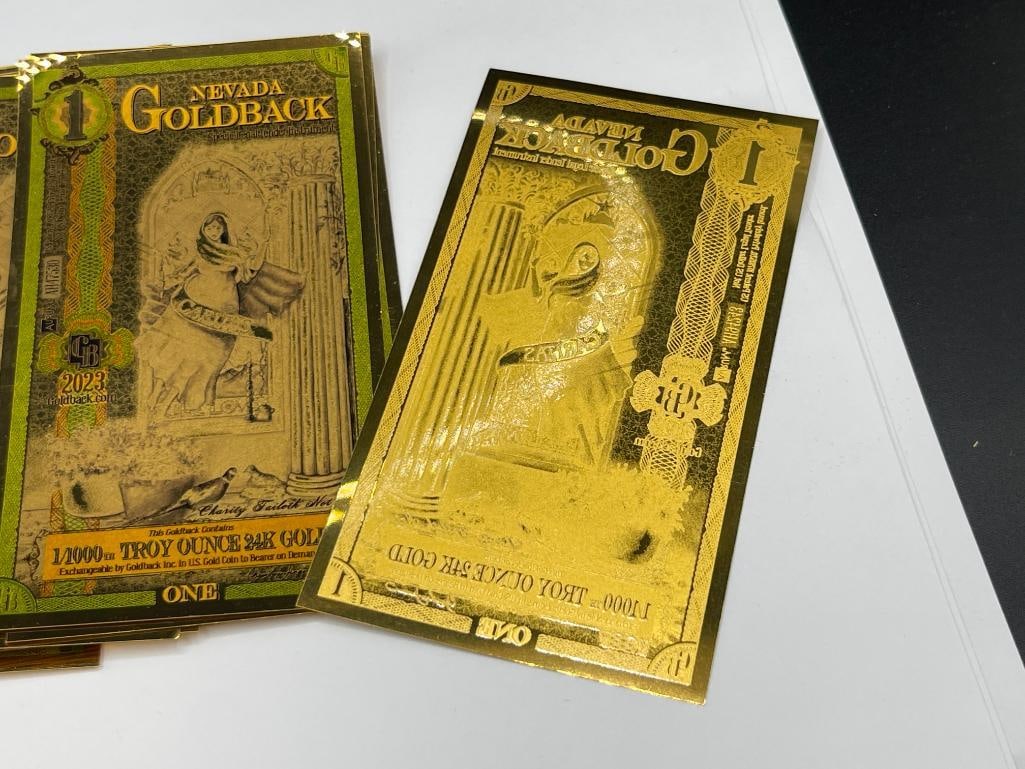 20 NEVADA 2023 GOLDBACK AURUM 24K GOLD NOTE 1/1000TH OUNCE - 5