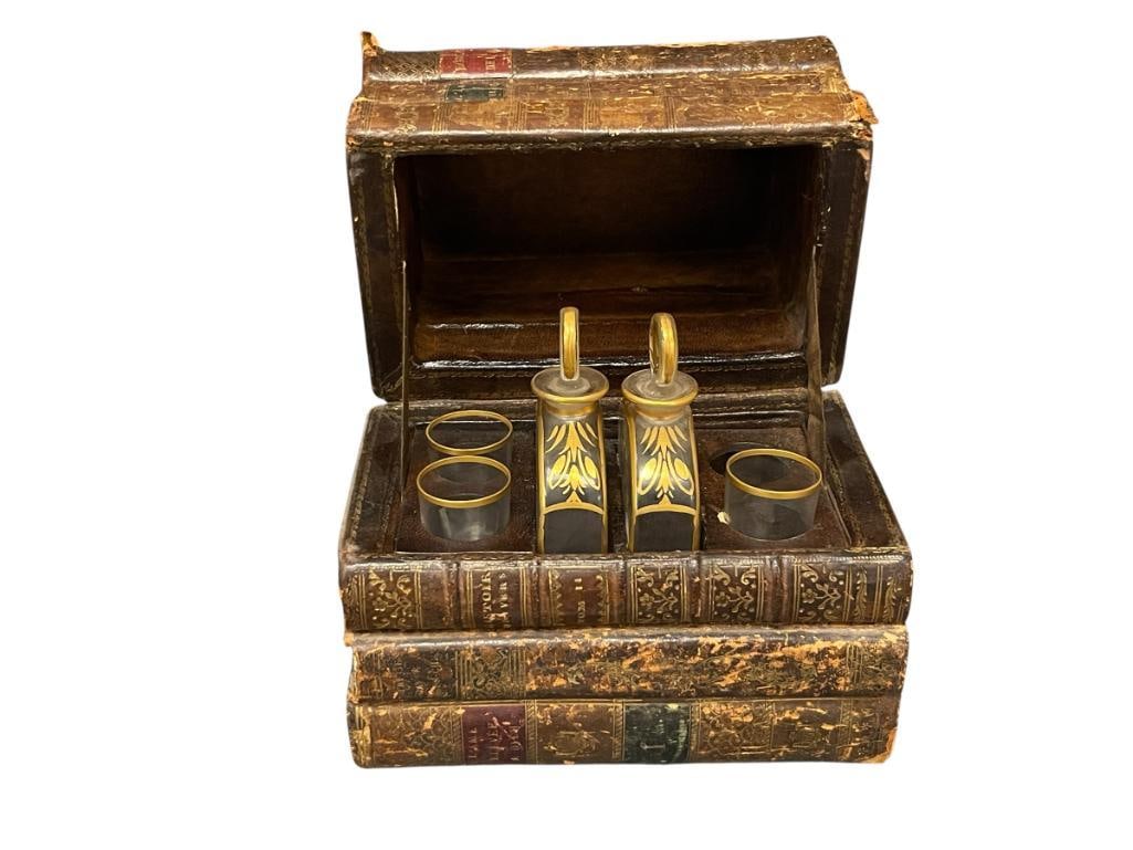 LATE 19TH, EARLY 20TH CENTURY FRENCH TROMPE L'OEIL LIQUOOR TANTALUS BOX OR LIQUOR CELLAR (1 of 8)