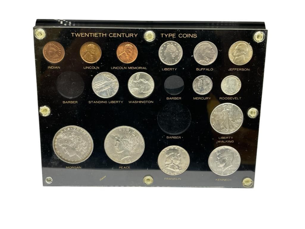 TWENTIETH CWENTURY TYPE COINS INCLUDING NINE 90% SILVER COINS AND A TOTAL OF 15 COINS (1 of 12)