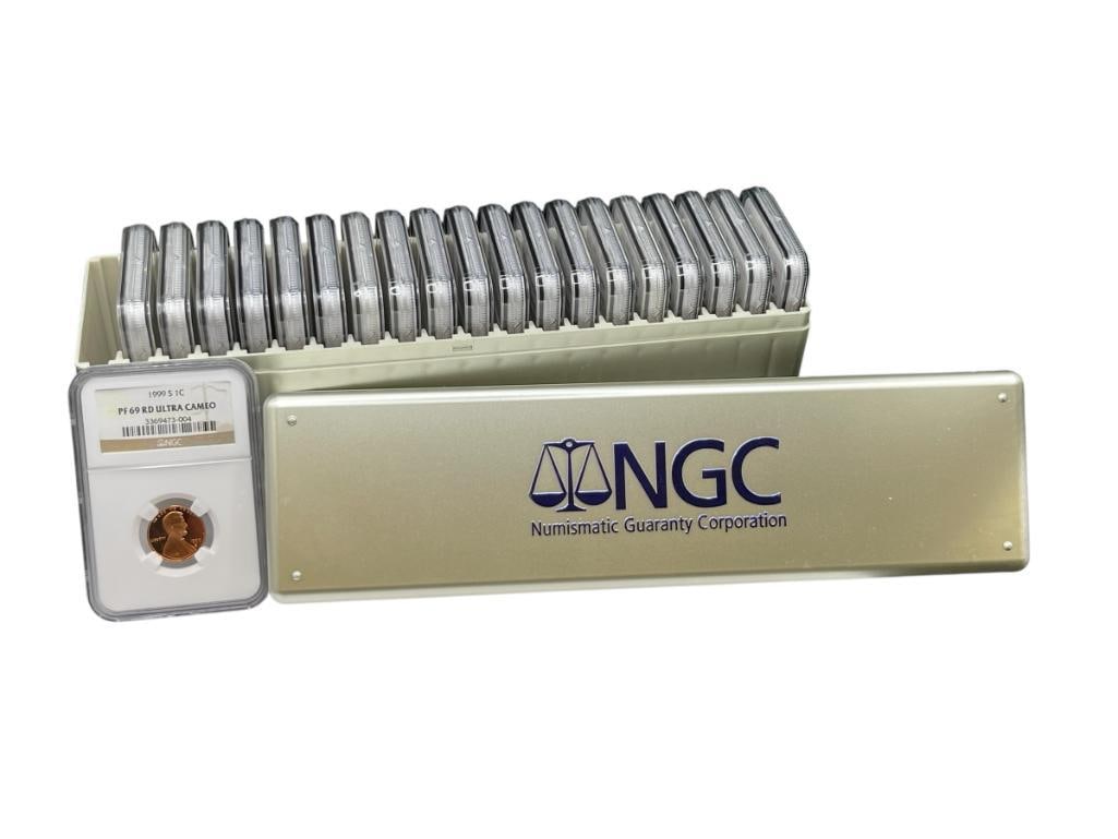 1999 - 2008-S U.S. LINCOLN PENNY SET GRADED BY NGC PF69 RD ULTRA CAMEO: GREAT COLLECTION IN HARD PLASTIC NGC CASE 