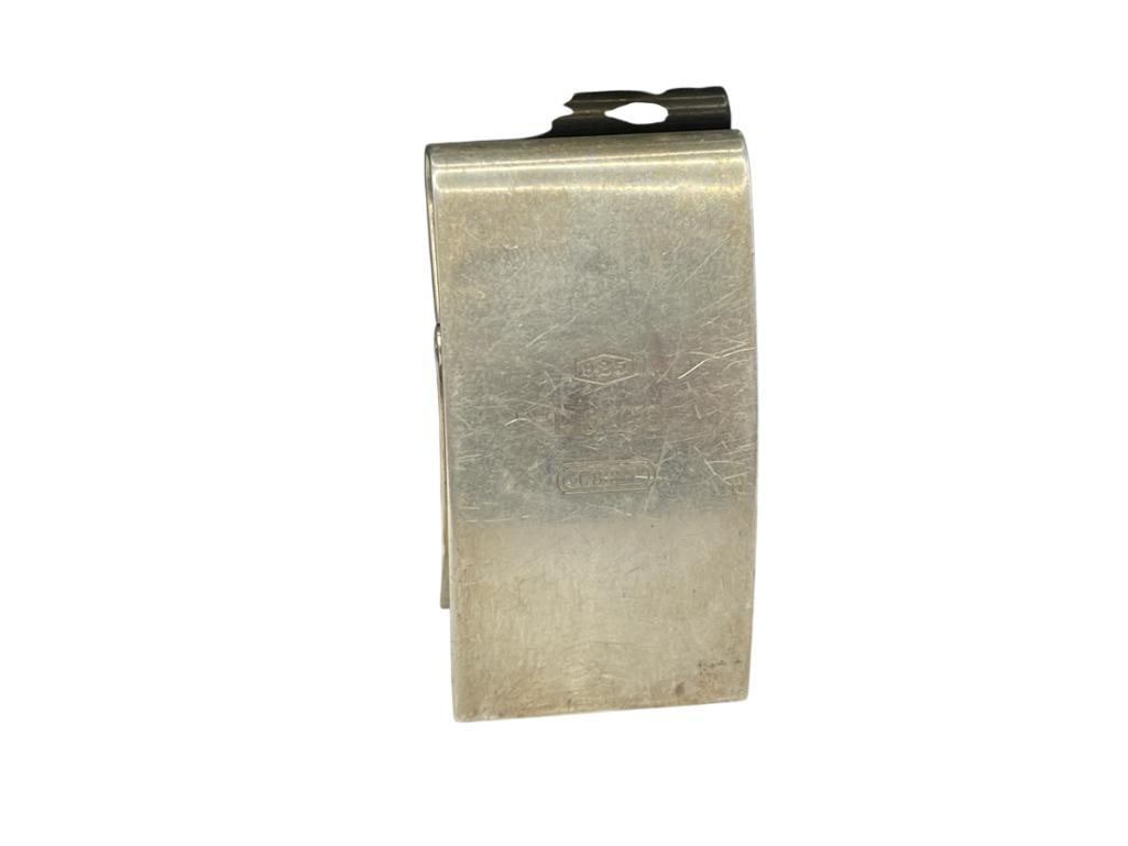 VINTAGE TIFFANY & CO. DESIGNER SIGNED STERLING SILVER MONEY CLIP: FEATURING HINGED DESIGN, "T & CO. 925 1837", MADE IN SPAIN 2", 29.45 GRAMS 