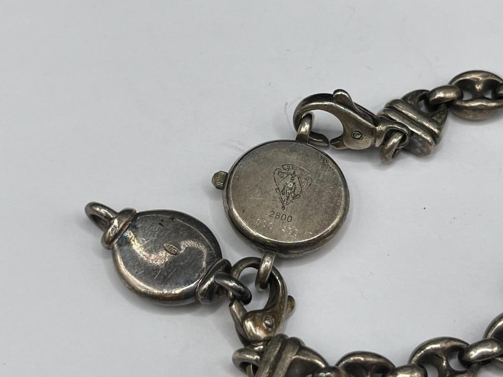 VINTAGE STERLING SILVER GUCCI 2800 QUARTZ WRISTWATCH FEATURING MARINER LINK BRACELET - 4