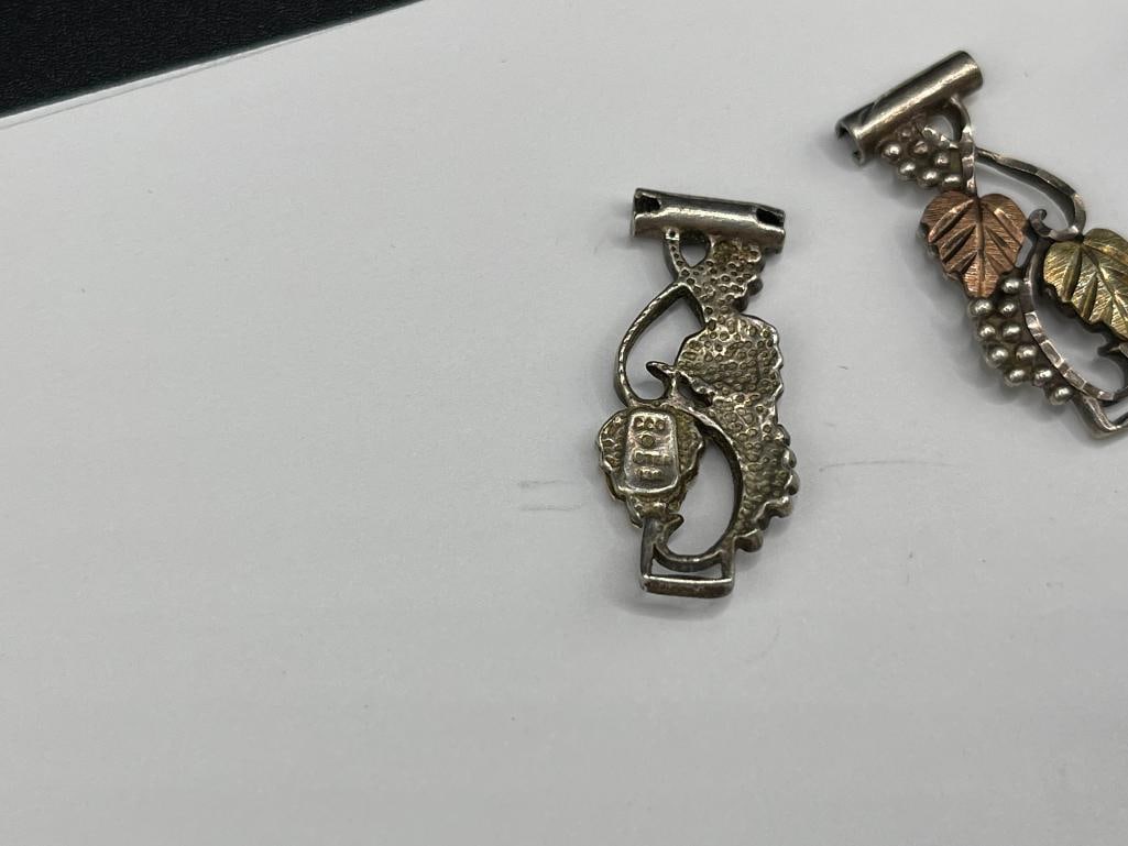 THREE PAIRS OF VINTAGE STERLING SILVER WATCH TIPS INCLUDING BLACK HILLS GOLD DESIGN - 3