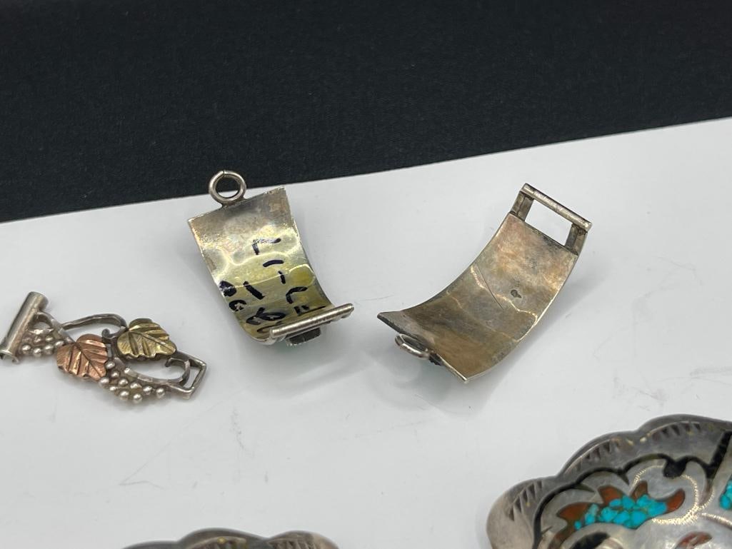 THREE PAIRS OF VINTAGE STERLING SILVER WATCH TIPS INCLUDING BLACK HILLS GOLD DESIGN - 5