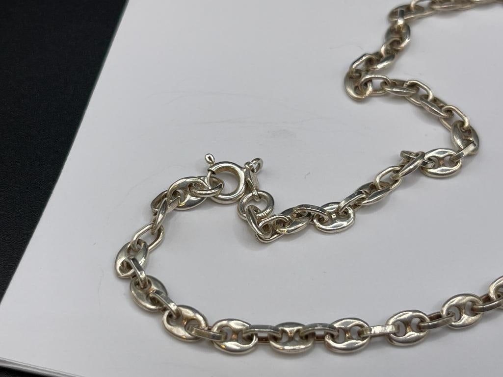 STERLING SILVER MODERNIST ABSTRACT PENDANT FEATURING PRECIOUS STONES AND STERLING NECKLACE - 6