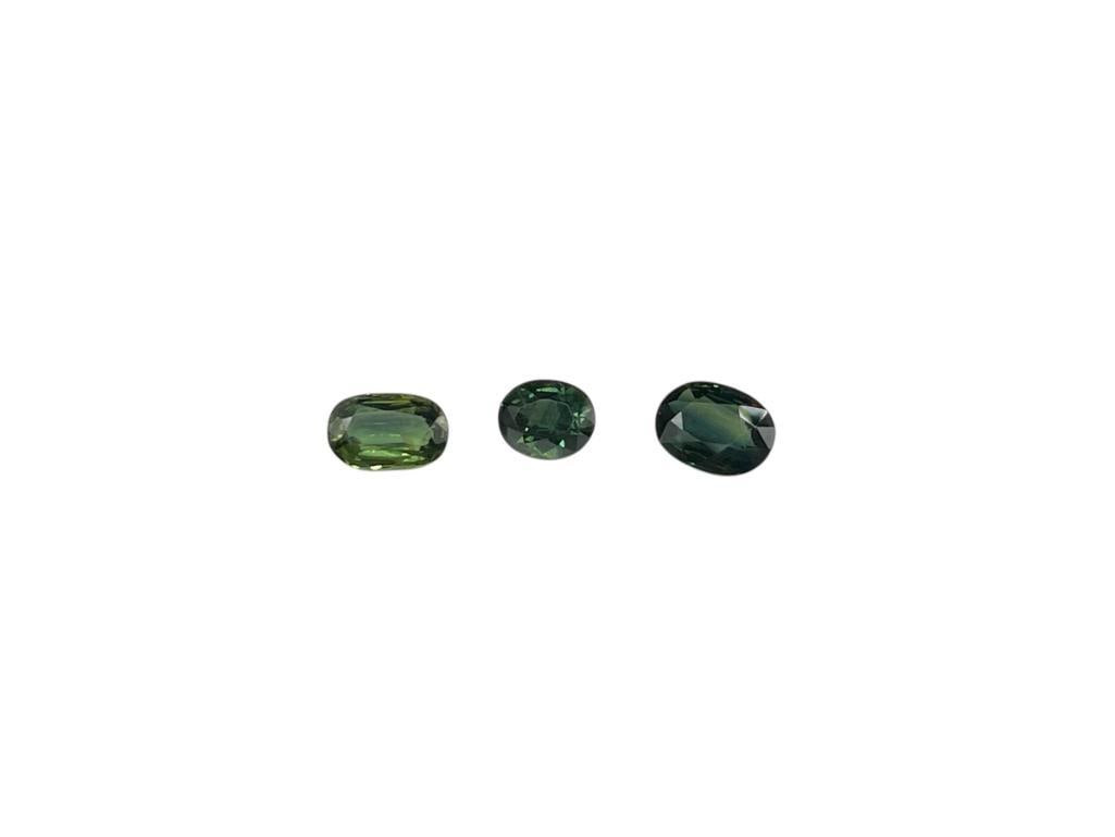 3.15CTTW OF OVAL CUT BLUE GREEN SAPPHIRE GEMSTONES: EACH IS OVAL CUT 3.15CTTW 