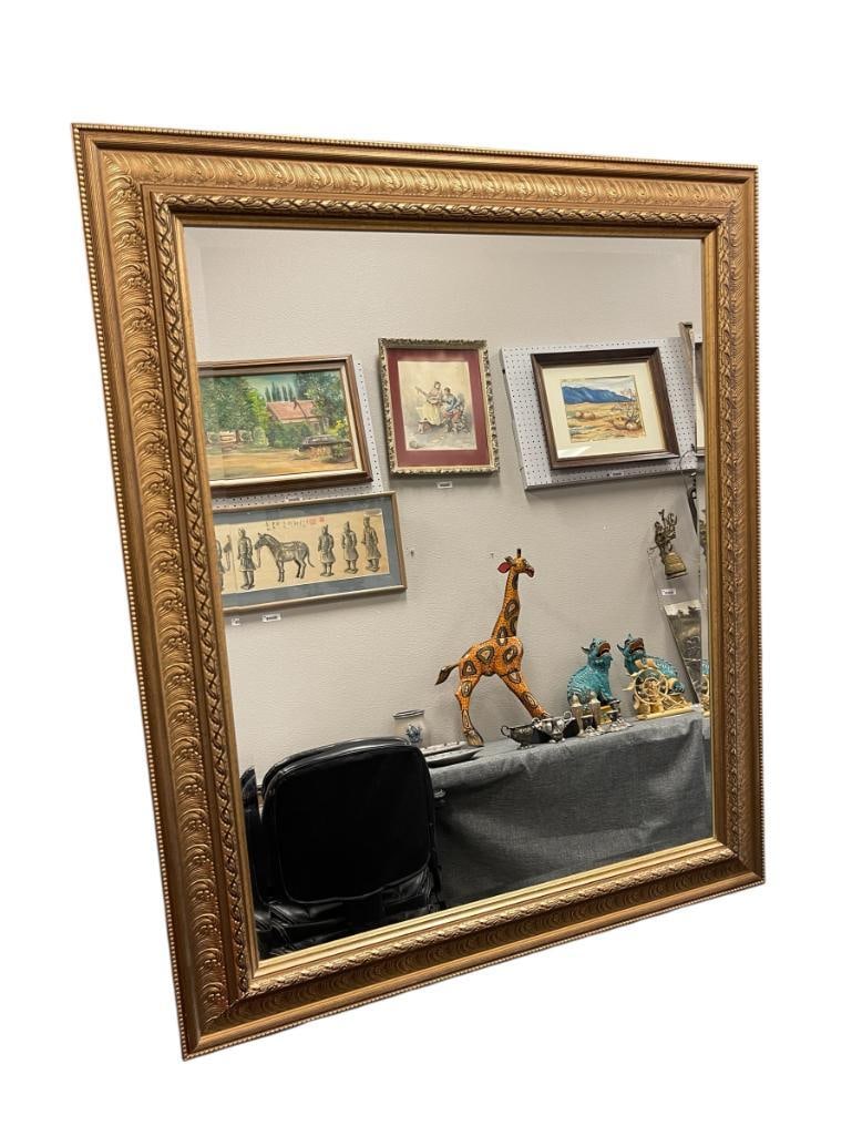 NEICLASSICAL STYLED BEVELED FRAMED MIRROR GOLD IIN COLOR (1 of 1)