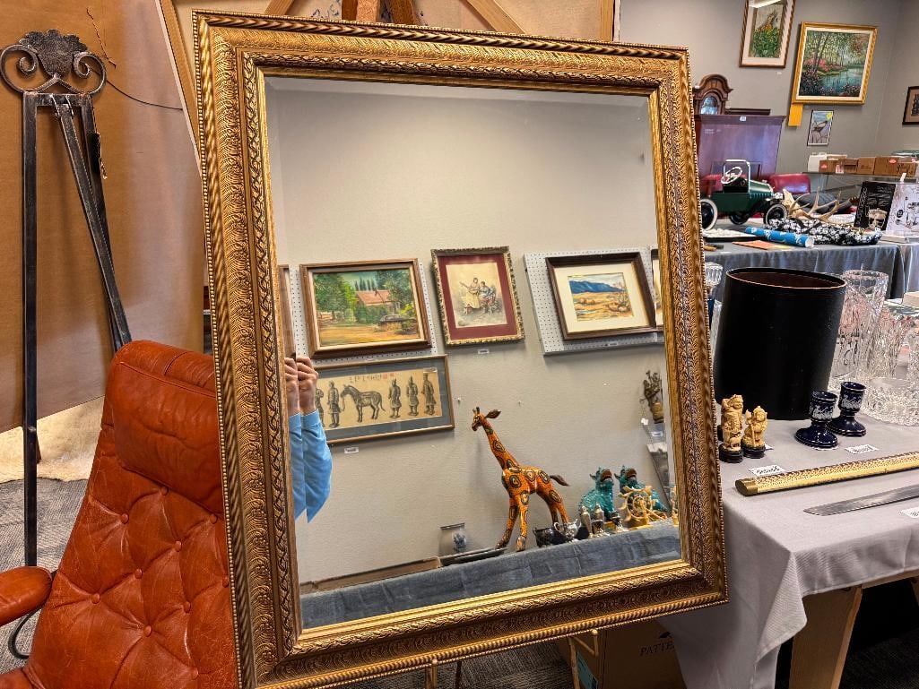 NEICLASSICAL STYLED BEVELED FRAMED MIRROR GOLD IIN COLOR - 2