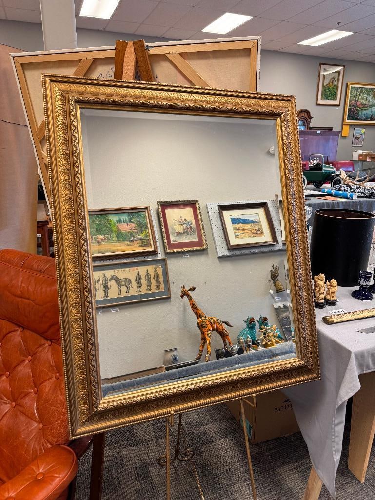 NEICLASSICAL STYLED BEVELED FRAMED MIRROR GOLD IIN COLOR - 3