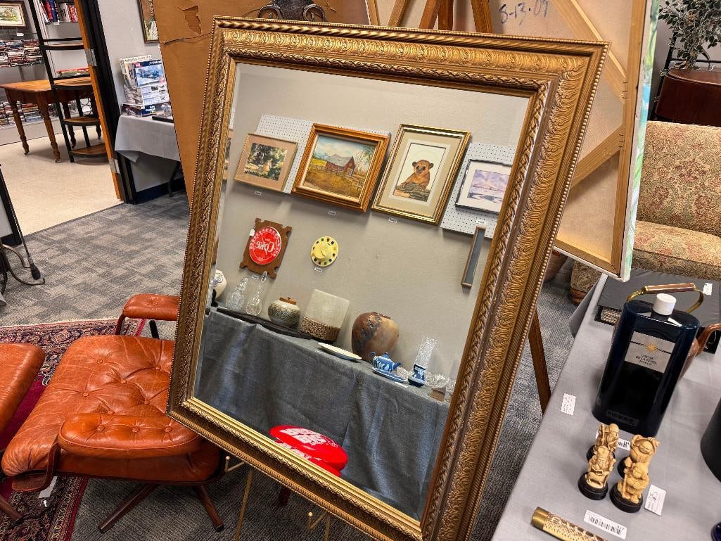 NEICLASSICAL STYLED BEVELED FRAMED MIRROR GOLD IIN COLOR - 5