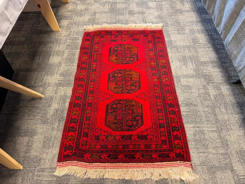 SEMI-ANTIQUE TURKMEN SULAYMAN AFGHAN GEOMETRIC DESIGN AREA RUG - 2