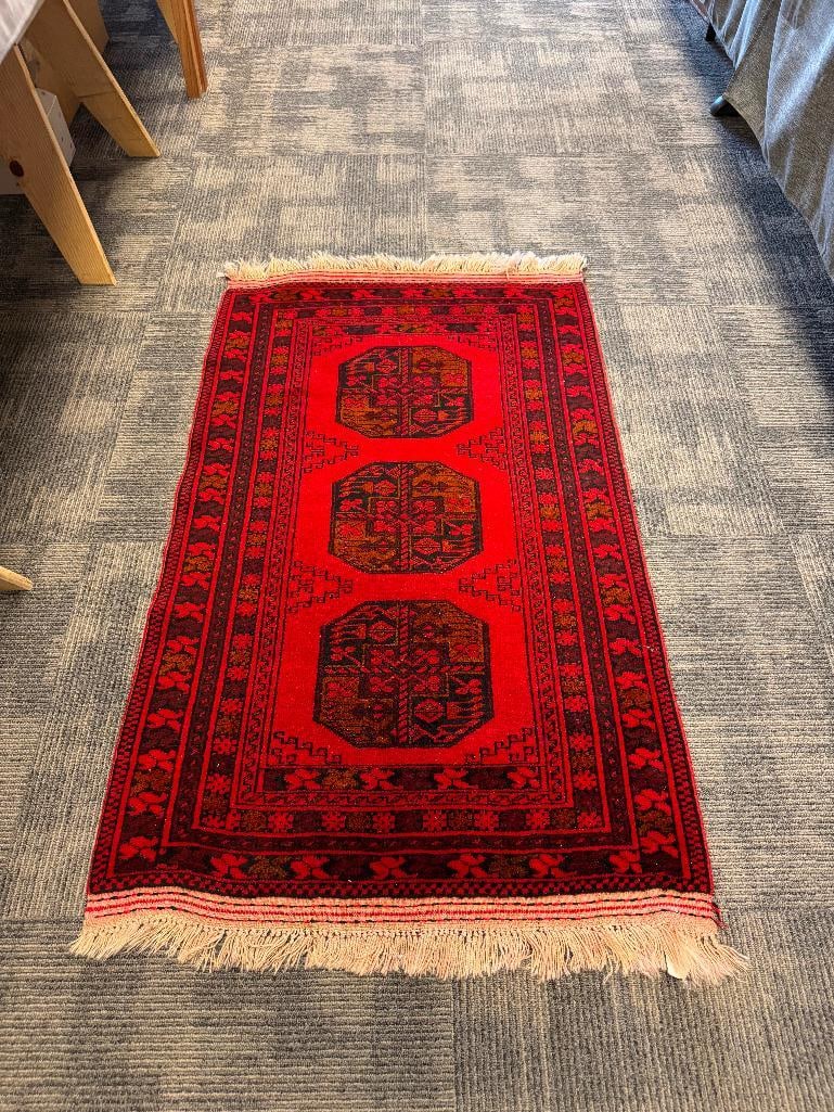 SEMI-ANTIQUE TURKMEN SULAYMAN AFGHAN GEOMETRIC DESIGN AREA RUG - 3