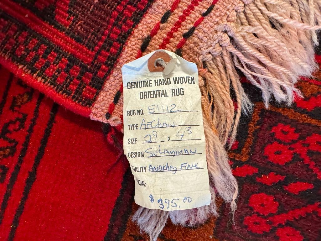 SEMI-ANTIQUE TURKMEN SULAYMAN AFGHAN GEOMETRIC DESIGN AREA RUG - 6