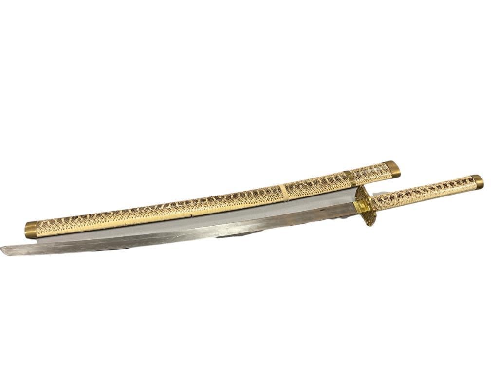 VINTAGE DECORATIVE KATANA WRAPPED IN FAUX SKAKE SKIN (1 of 10)