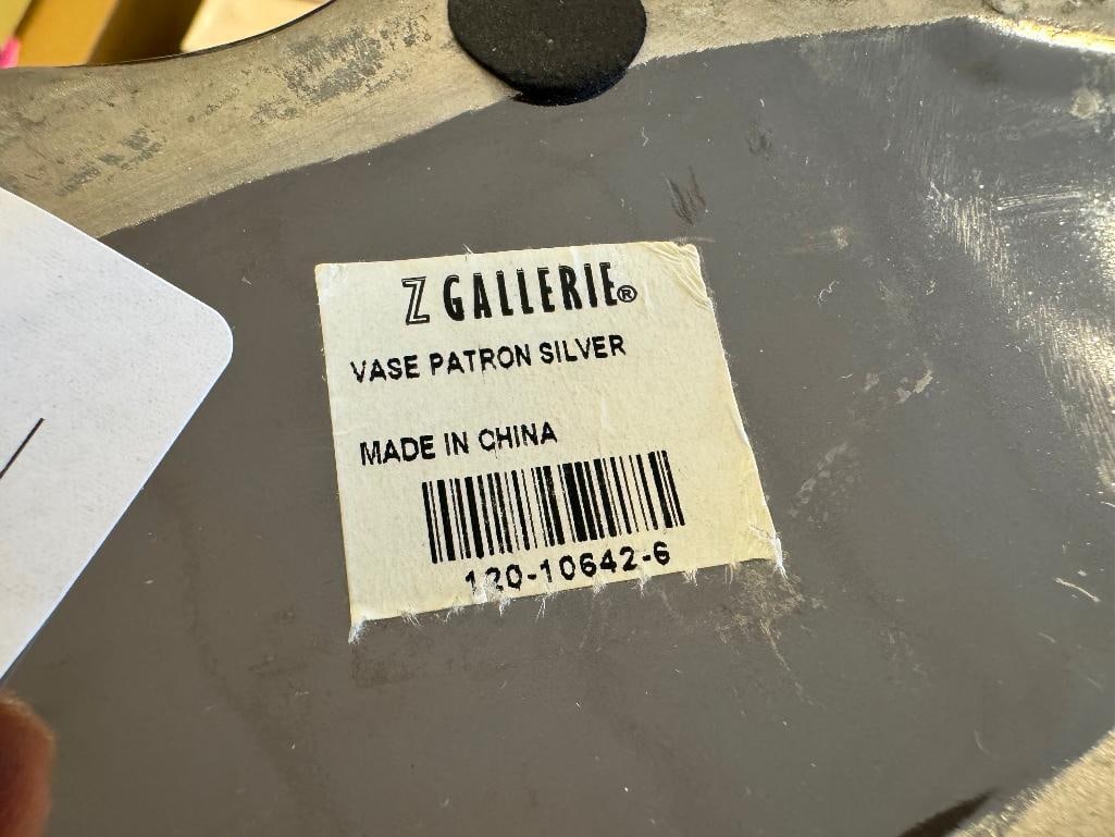 Z GALLIERIE PATRON SILVER GEOMETRIC DESIGN CERAMIC VASE IN CHROME FINISH - 5