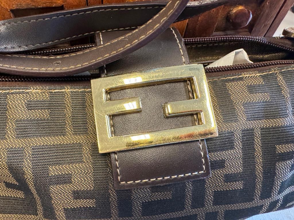 FENDI ZUCCA FF MONOGRAM HAND BAG WITH GOLD FINISH HARDWARE - 3