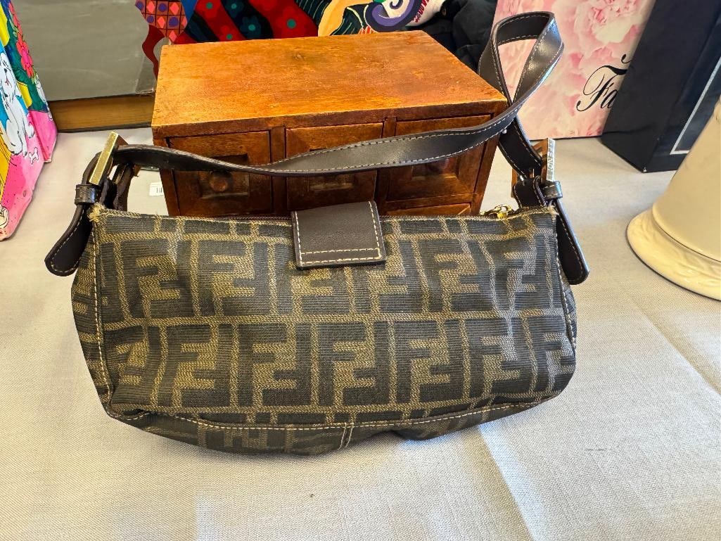 FENDI ZUCCA FF MONOGRAM HAND BAG WITH GOLD FINISH HARDWARE - 6